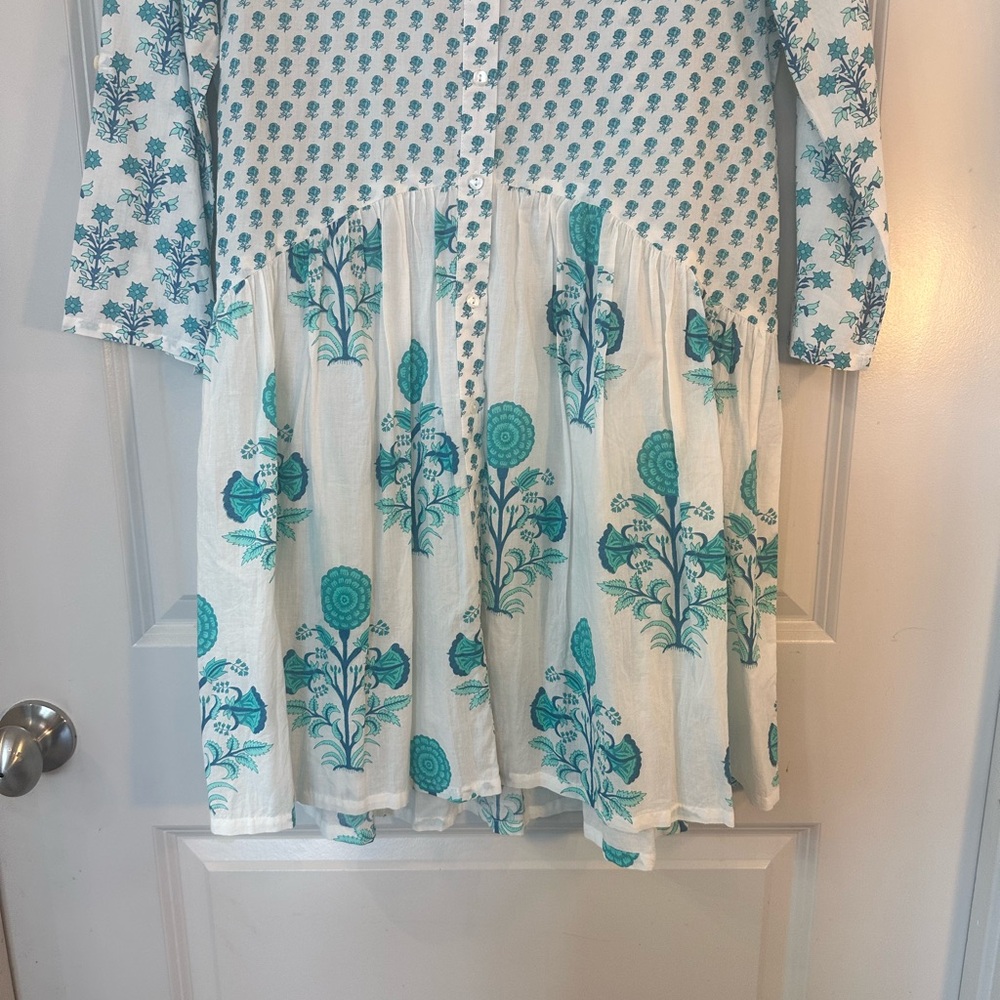 Tuckernuck Ro’s Garden Deauville Cotton Drop Waist Button Up Dress, Size XS - Picture 8 of 10